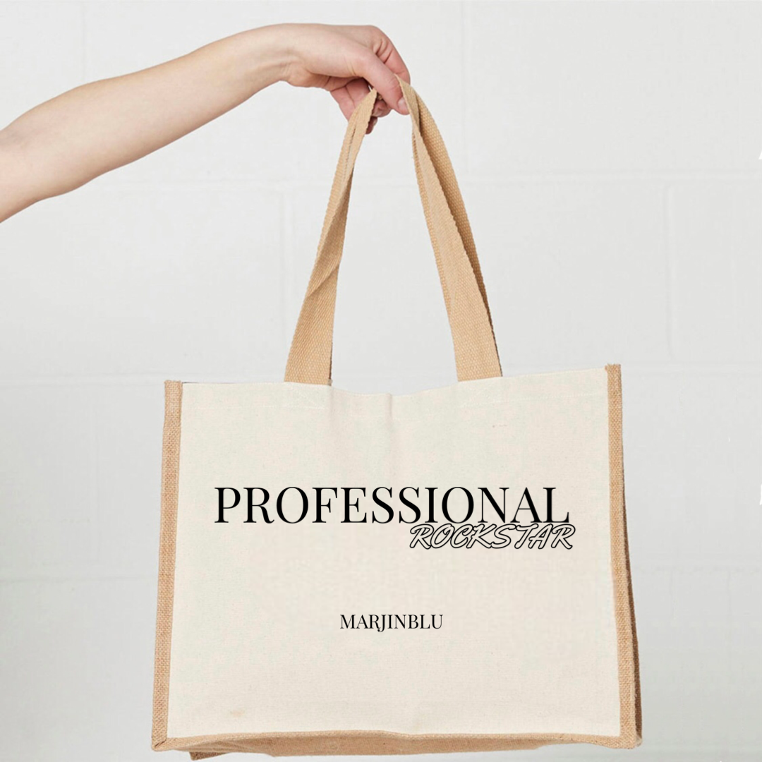 Professional Rockstar Jute Tote Bag (Large)